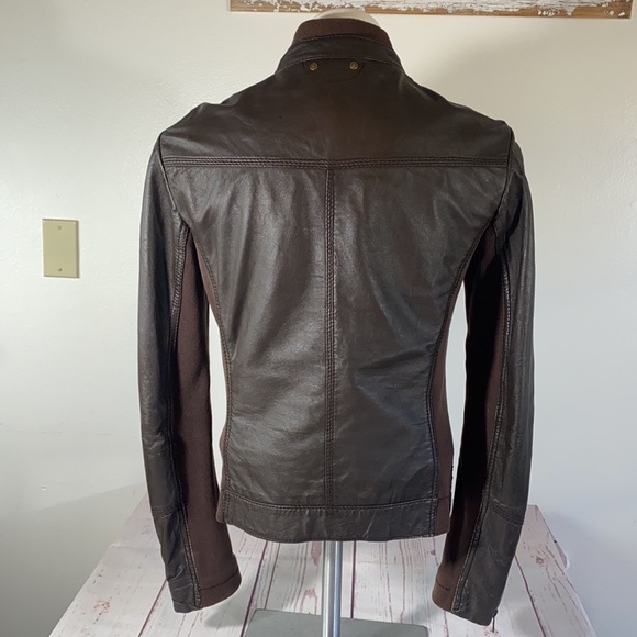 MNG Casual Chocolate brown leather jacket L - Picture 4 of 6